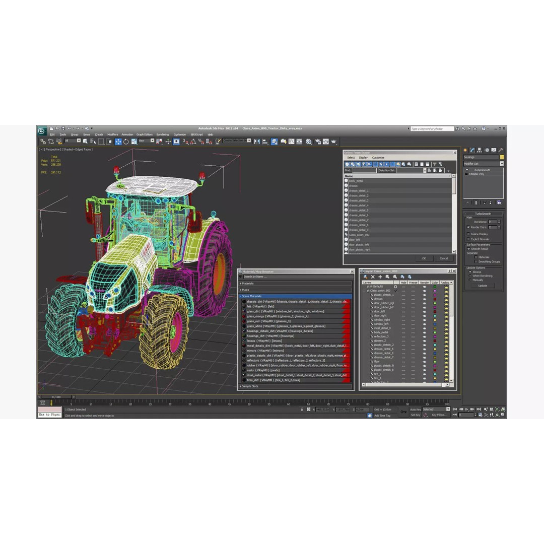 Claas Axion 800 Dirty Tractor 3D Model – High Poly PBR Farm Vehicle, FBX - View 28