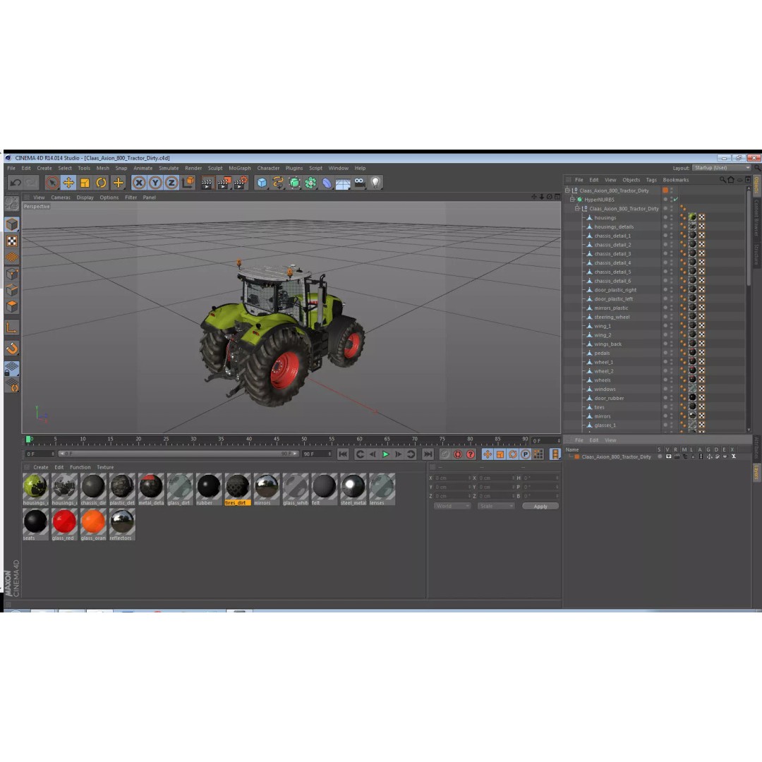 Claas Axion 800 Dirty Tractor 3D Model – High Poly PBR Farm Vehicle, FBX - View 29