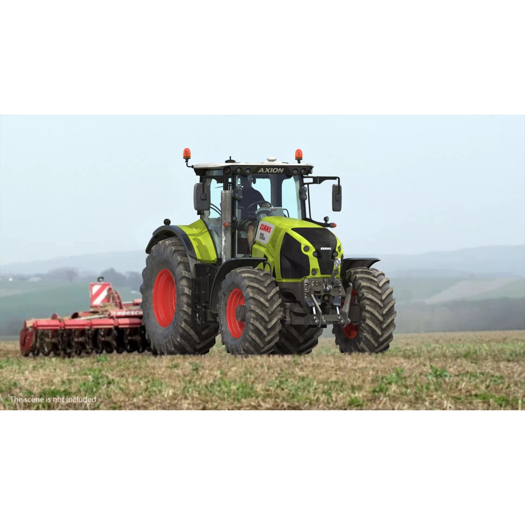 Claas Axion 800 Dirty Tractor 3D Model – High Poly PBR Farm Vehicle, FBX - View 3
