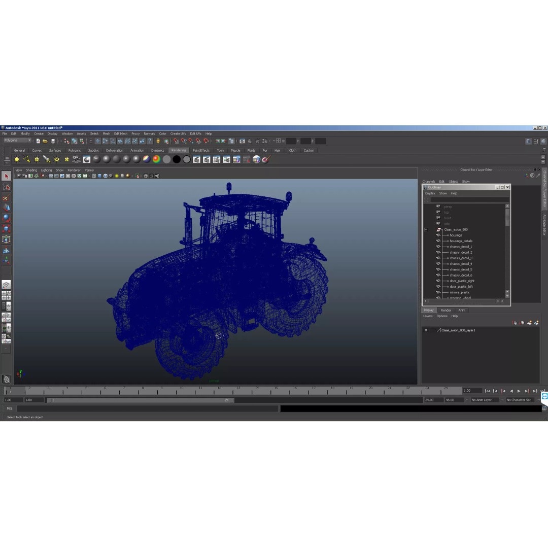 Claas Axion 800 Dirty Tractor 3D Model – High Poly PBR Farm Vehicle, FBX - View 30