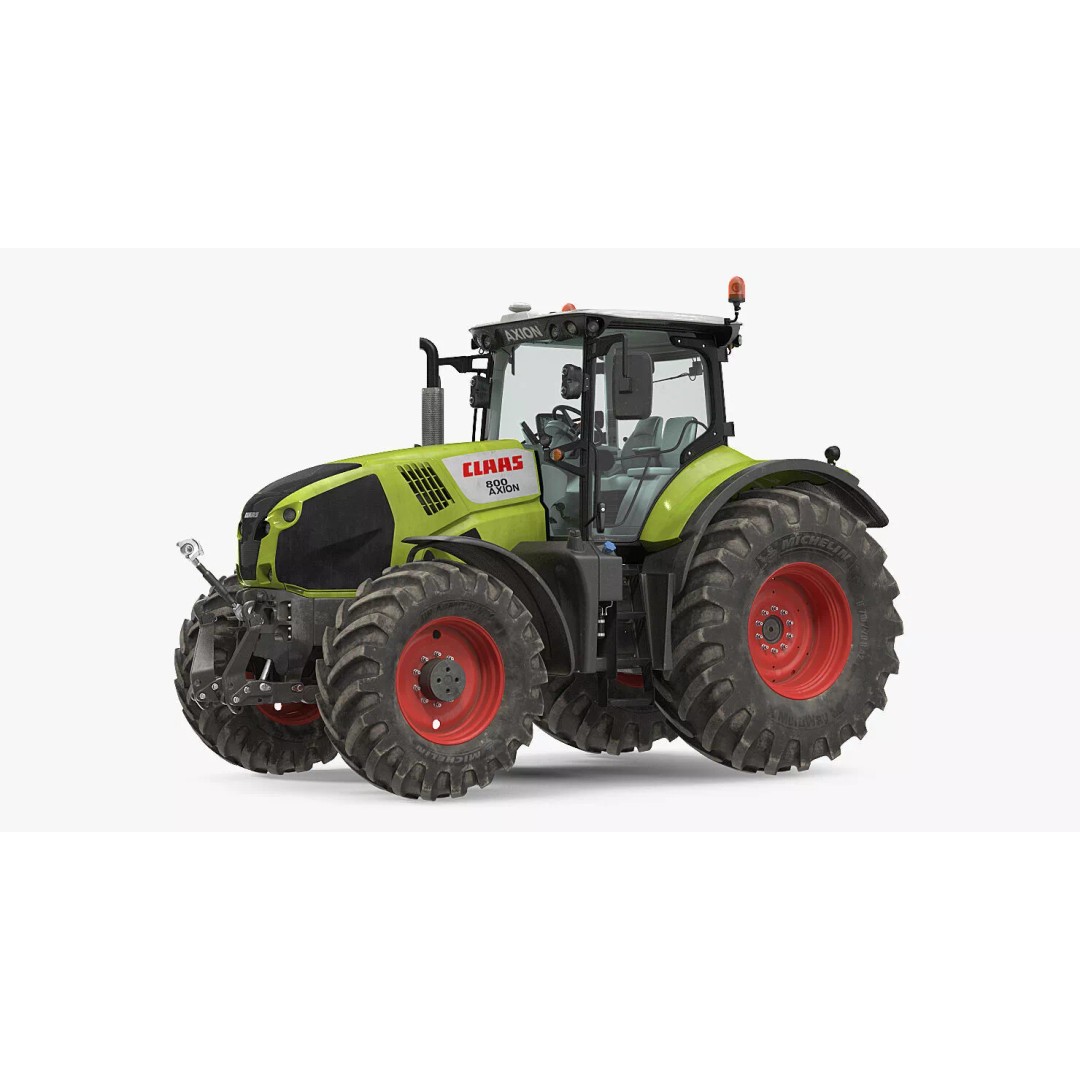 Claas Axion 800 Dirty Tractor 3D Model – High Poly PBR Farm Vehicle, FBX - View 4