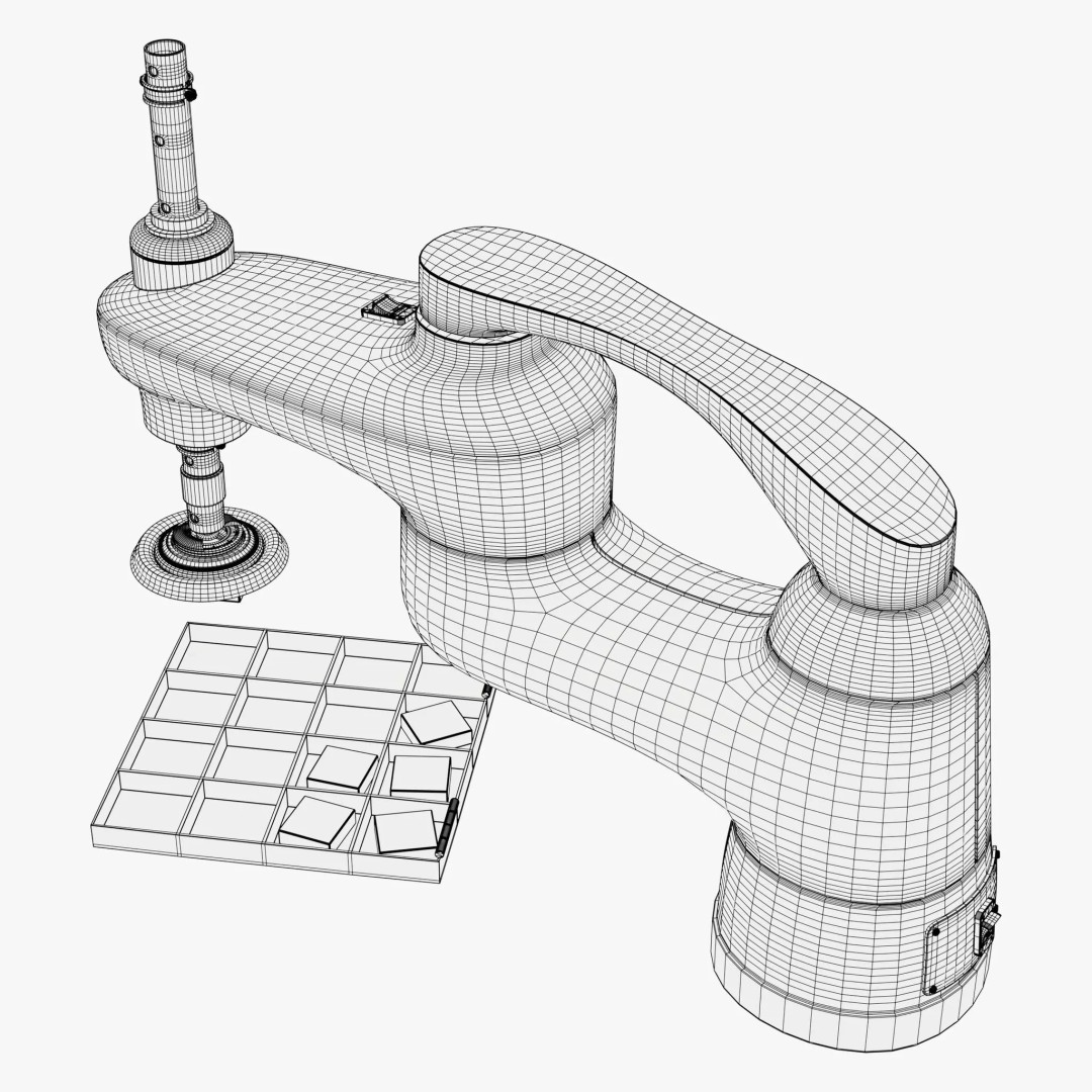 SCARA Robot 3D Model – Industrial Automation Design, FBX, PBR