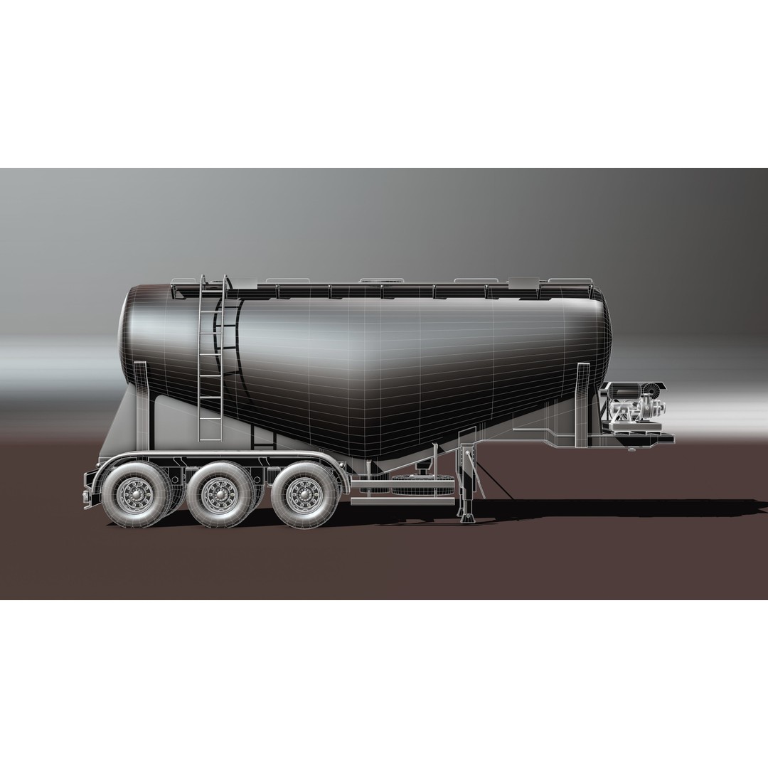 Cement Tanker Semi-Trailer 3D Model – High Detail Game-Ready Asset, FBX, OBJ, Blender - View 11