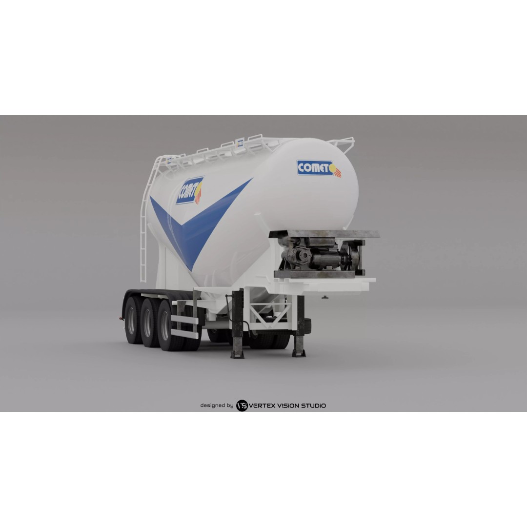 Cement Tanker Semi-Trailer 3D Model – High Detail Game-Ready Asset, FBX, OBJ, Blender - View 2
