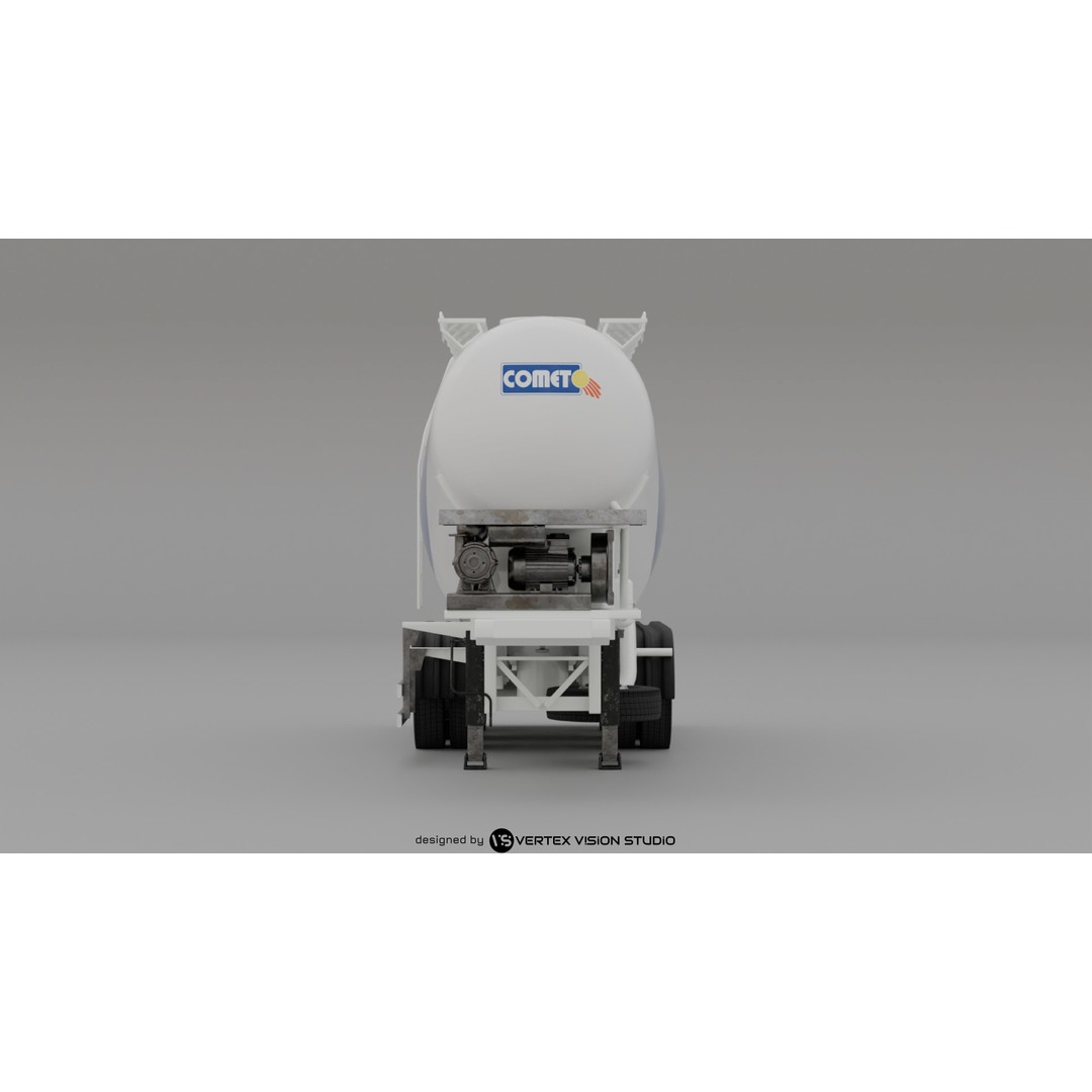 Cement Tanker Semi-Trailer 3D Model – High Detail Game-Ready Asset, FBX, OBJ, Blender - View 3