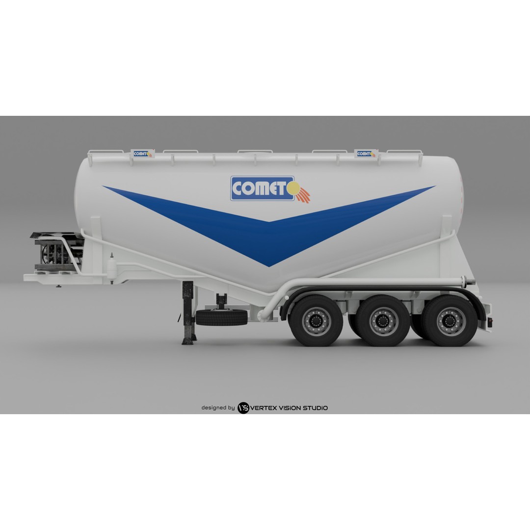 Cement Tanker Semi-Trailer 3D Model – High Detail Game-Ready Asset, FBX, OBJ, Blender - View 5