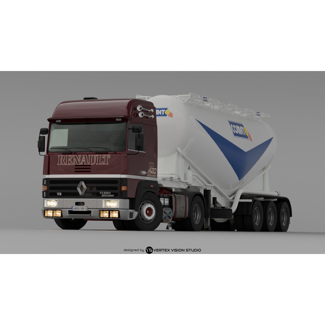 Cement Tanker Semi-Trailer 3D Model – High Detail Game-Ready Asset, FBX, OBJ, Blender - View 8