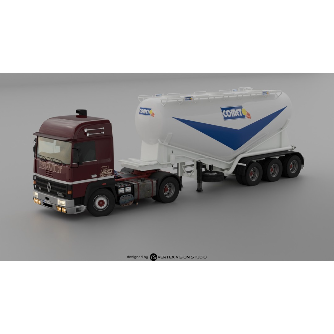 Cement Tanker Semi-Trailer 3D Model – High Detail Game-Ready Asset, FBX, OBJ, Blender - View 9
