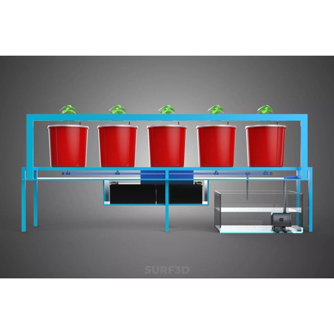 IoT Smart Control Dutch Bucket Hydroponic System 3D Model – PBR Formats - View 27