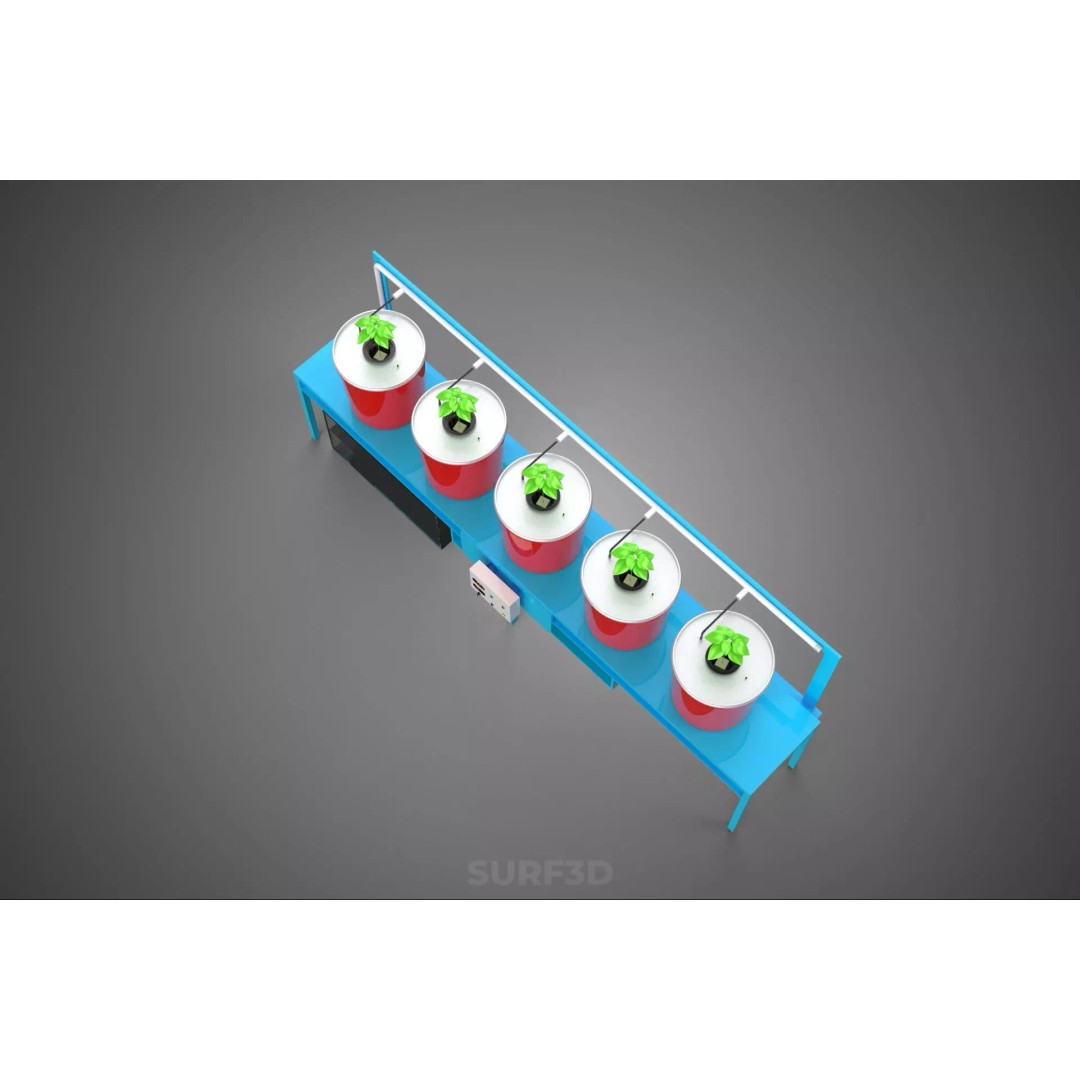 IoT Smart Control Dutch Bucket Hydroponic System 3D Model – PBR Formats - View 3