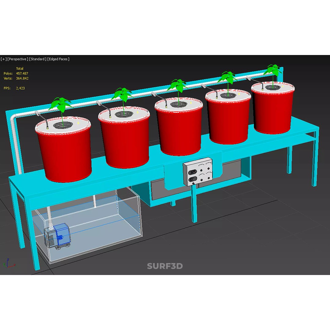 IoT Smart Control Dutch Bucket Hydroponic System 3D Model – PBR Formats - View 30