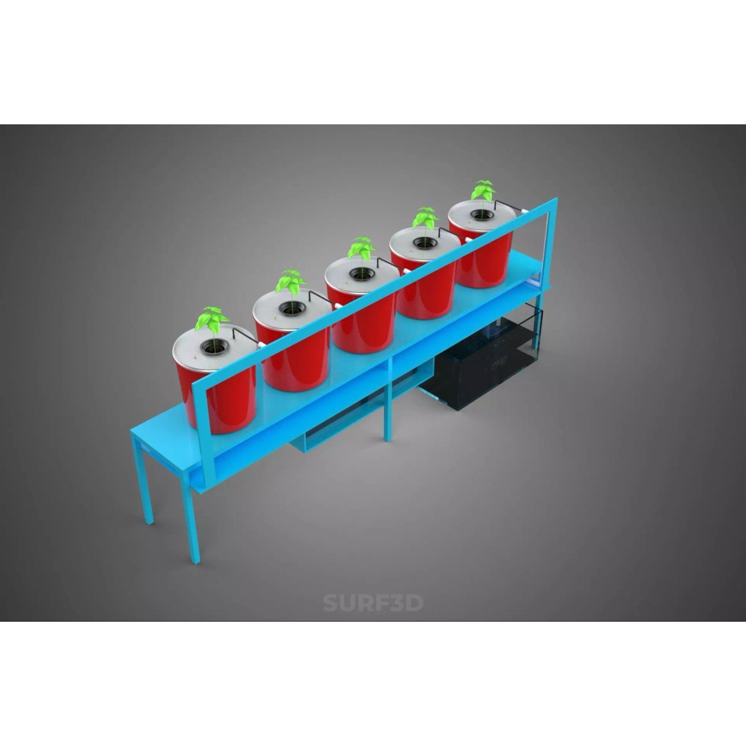 IoT Smart Control Dutch Bucket Hydroponic System 3D Model – PBR Formats - View 9