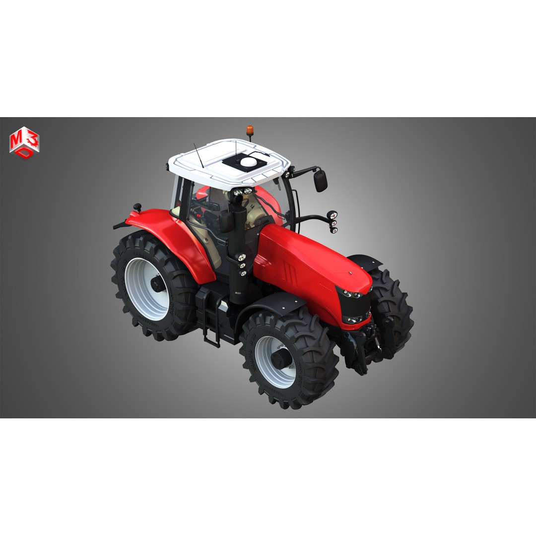 Massey Ferguson 7719 Tractor 3D Model – High Poly Game Asset, FBX, OBJ - View 10