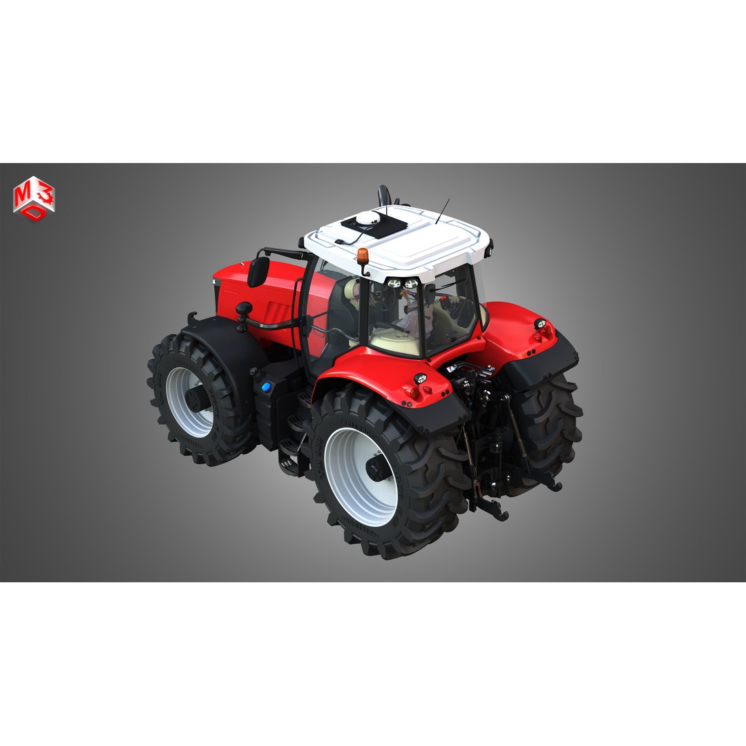 Massey Ferguson 7719 Tractor 3D Model – High Poly Game Asset, FBX, OBJ - View 11