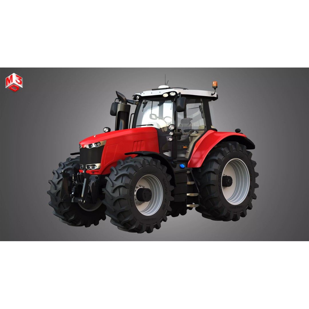 Massey Ferguson 7719 Tractor 3D Model – High Poly Game Asset, FBX, OBJ - View 2