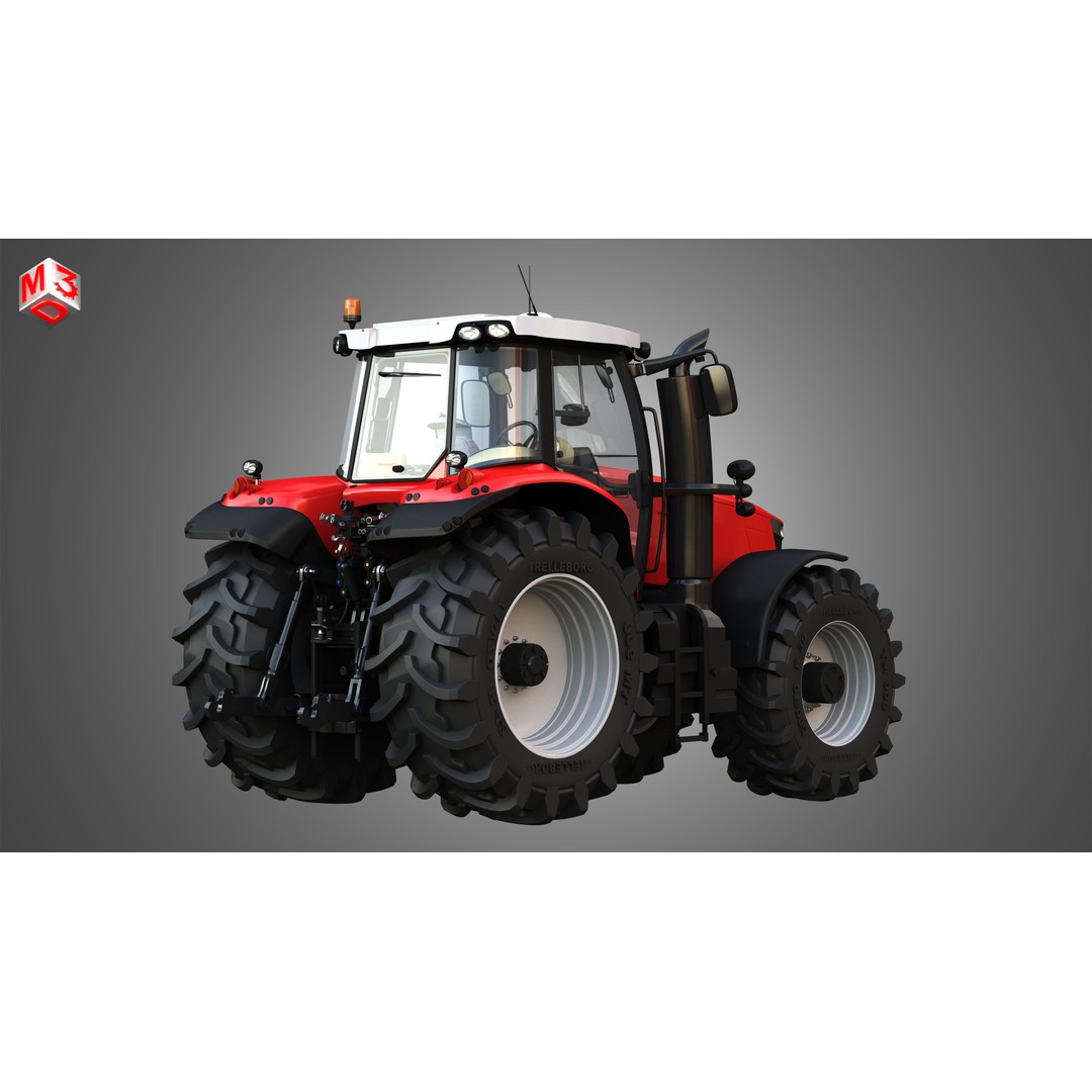 Massey Ferguson 7719 Tractor 3D Model – High Poly Game Asset, FBX, OBJ - View 3