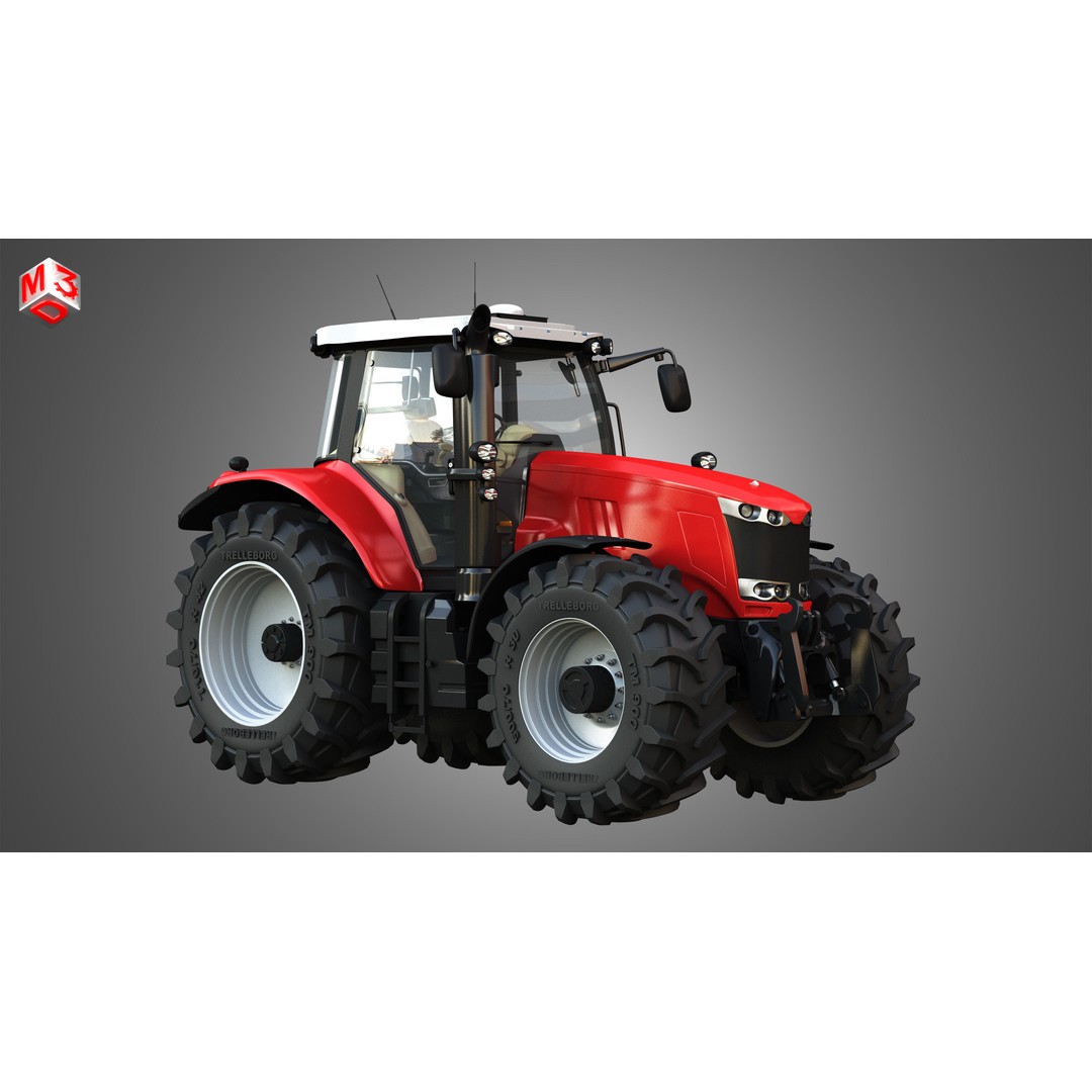 Massey Ferguson 7719 Tractor 3D Model – High Poly Game Asset, FBX, OBJ - View 4