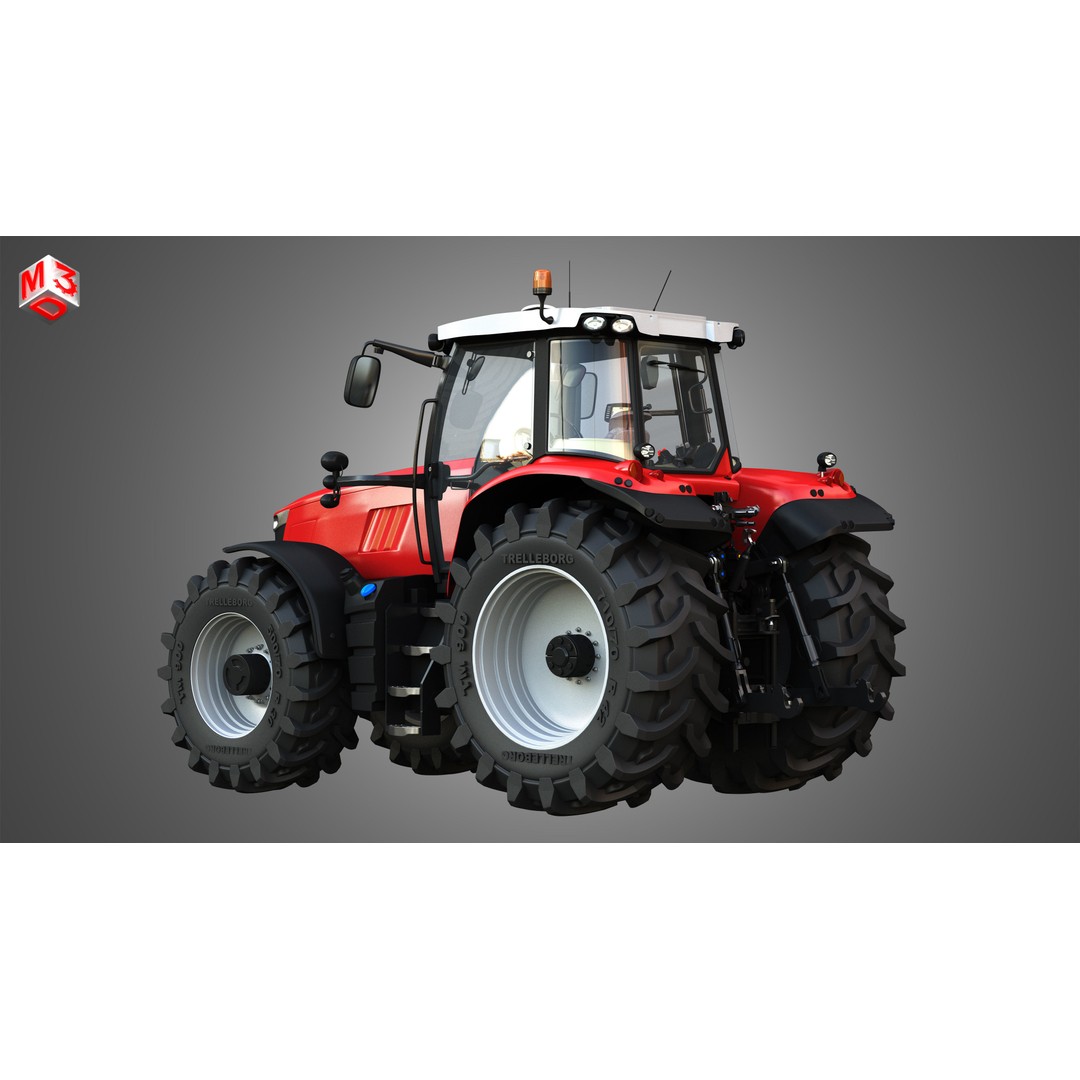 Massey Ferguson 7719 Tractor 3D Model – High Poly Game Asset, FBX, OBJ - View 5