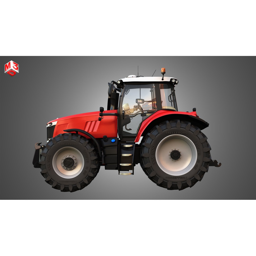 Massey Ferguson 7719 Tractor 3D Model – High Poly Game Asset, FBX, OBJ - View 6