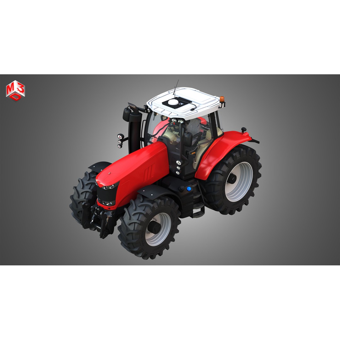 Massey Ferguson 7719 Tractor 3D Model – High Poly Game Asset, FBX, OBJ - View 8