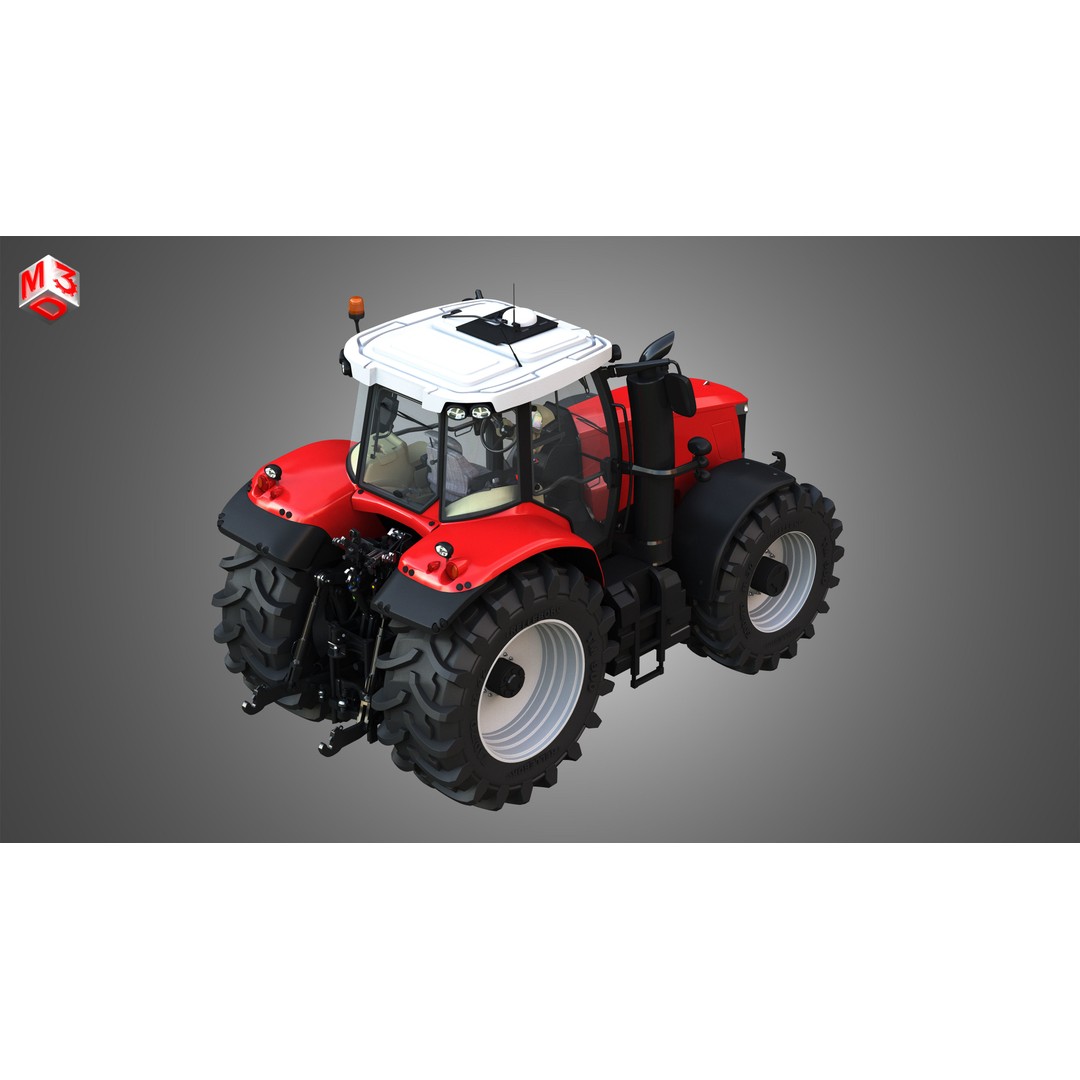 Massey Ferguson 7719 Tractor 3D Model – High Poly Game Asset, FBX, OBJ - View 9