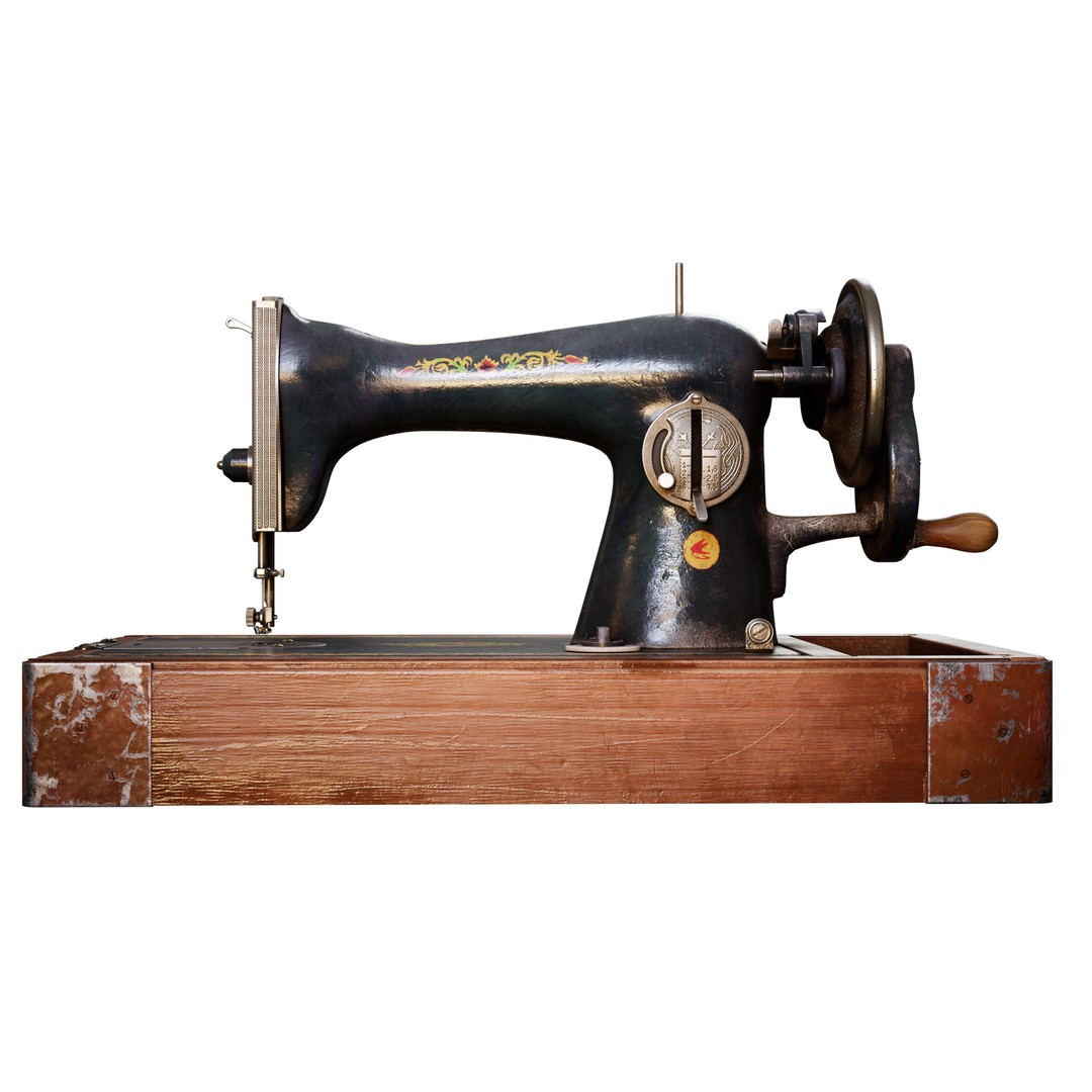 Vintage Sewing Machine 3D Model – Low Poly Game Ready PBR, FBX, OBJ - View 10