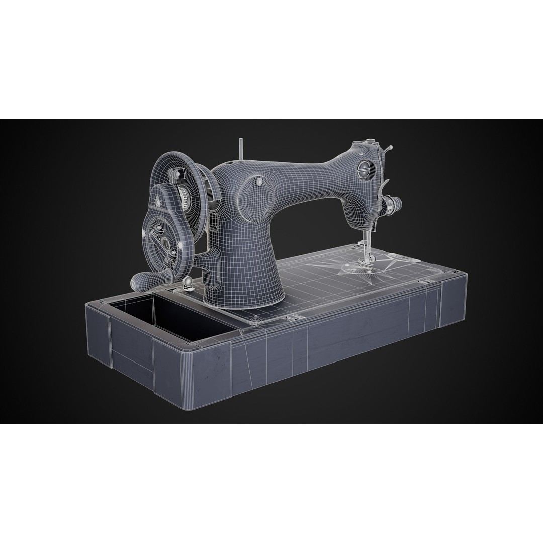 Vintage Sewing Machine 3D Model – Low Poly Game Ready PBR, FBX, OBJ - View 17