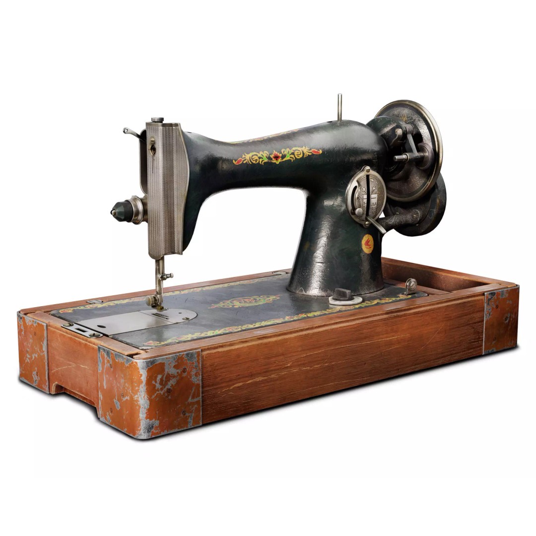 Vintage Sewing Machine 3D Model – Low Poly Game Ready PBR, FBX, OBJ - View 6