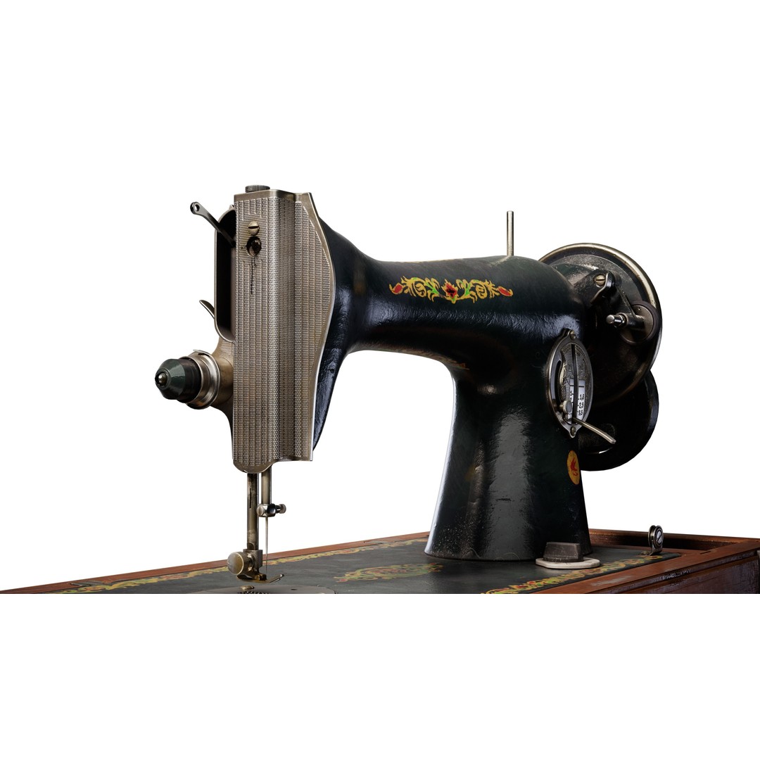 Vintage Sewing Machine 3D Model – Low Poly Game Ready PBR, FBX, OBJ - View 8