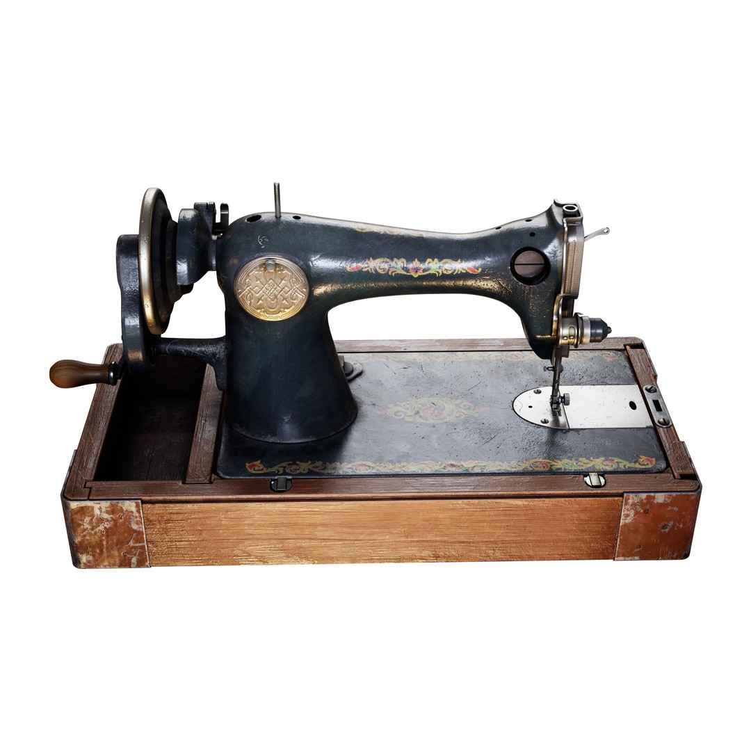 Vintage Sewing Machine 3D Model – Low Poly Game Ready PBR, FBX, OBJ - View 9
