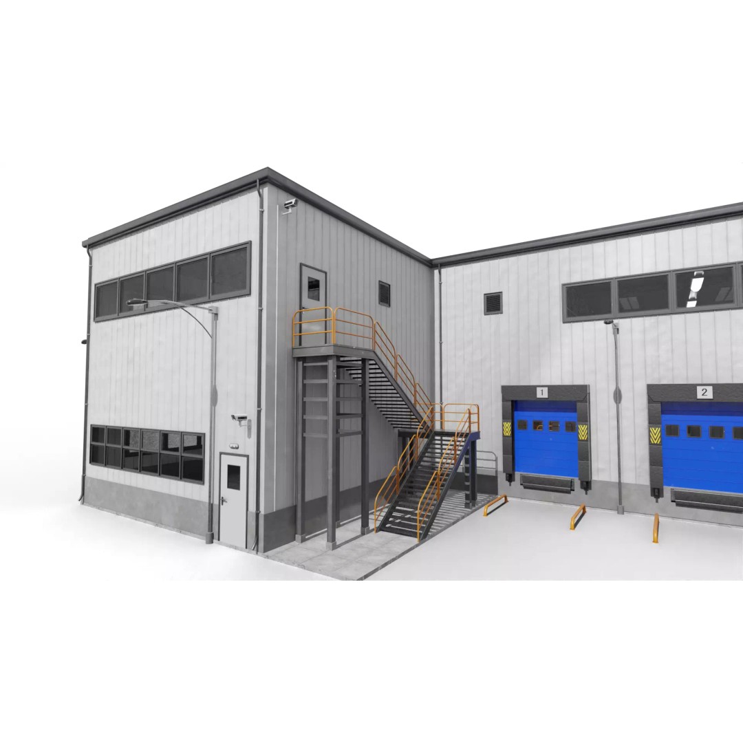 Modern Warehouse 3D Model – High-Quality PBR Industrial Design, FBX - View 4