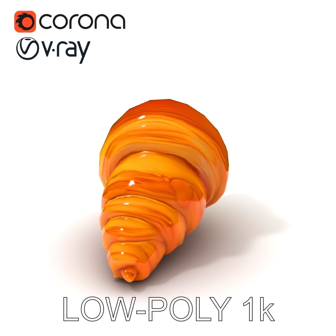 Croissant 3D Model – Low-Poly Culinary Asset, FBX, Game Ready - View 19