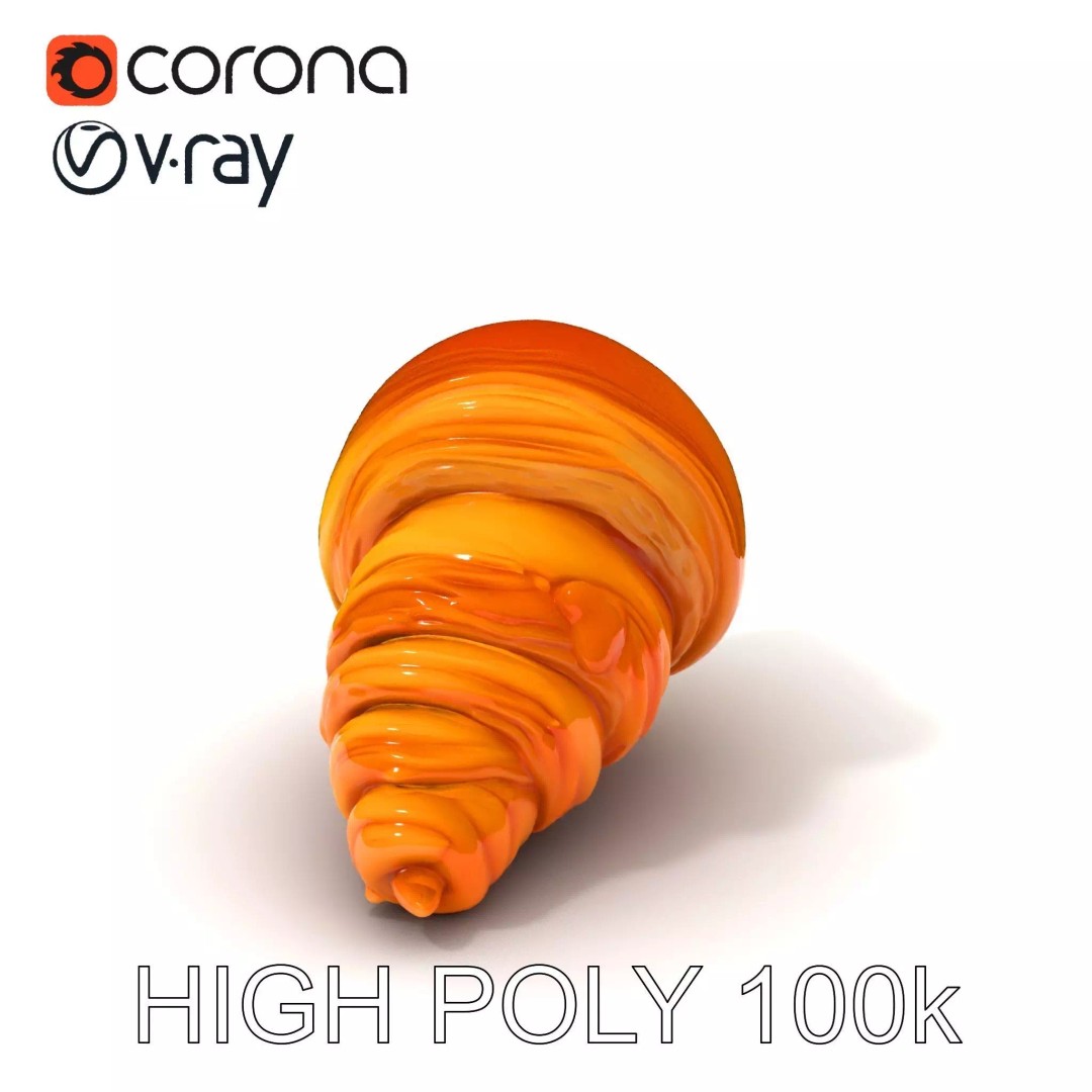 Croissant 3D Model – Low-Poly Culinary Asset, FBX, Game Ready - View 2