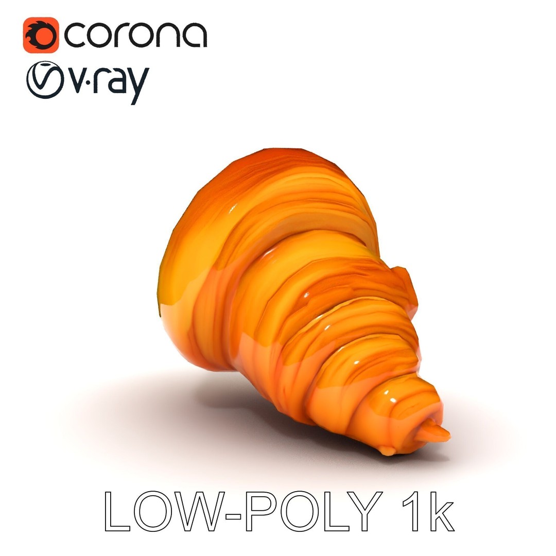 Croissant 3D Model – Low-Poly Culinary Asset, FBX, Game Ready - View 22