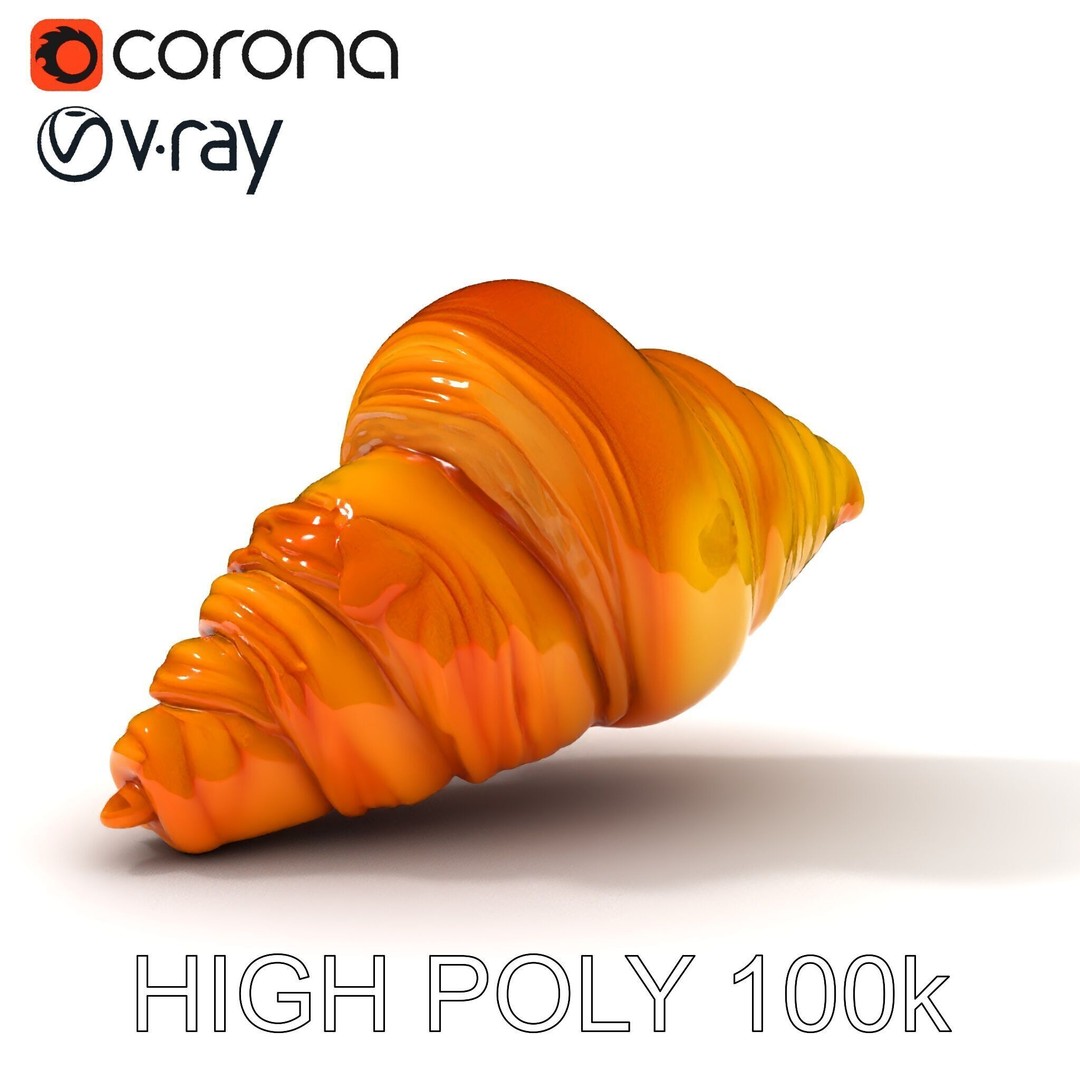 Croissant 3D Model – Low-Poly Culinary Asset, FBX, Game Ready - View 9