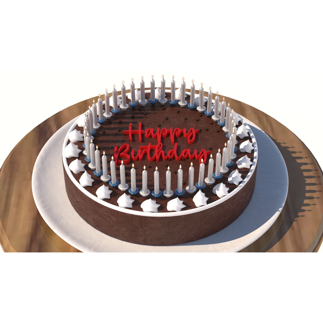 Birthday Cake 3D Model – High-Res PBR Asset, V-Ray Compatible - View 3