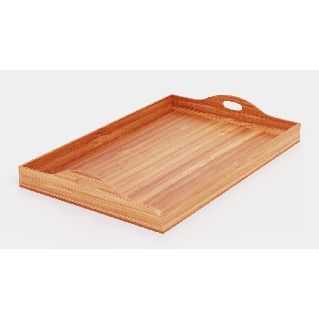 Bamboo Tableware 3D Model – Low Poly Decorative Bowls and Trays, Blender - View 11