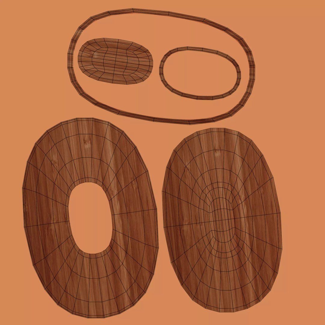 Bamboo Tableware 3D Model – Low Poly Decorative Bowls and Trays, Blender - View 14