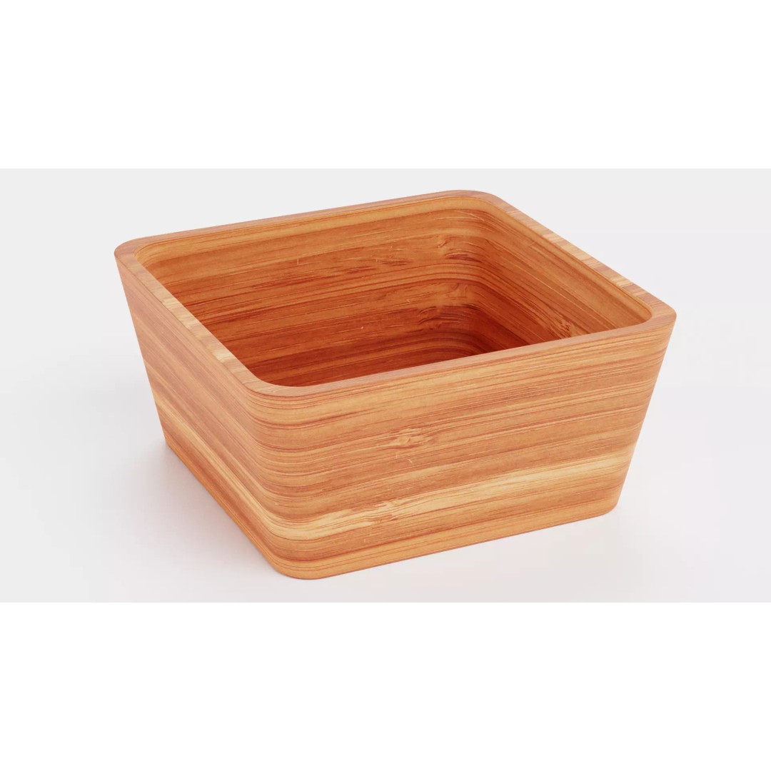Bamboo Tableware 3D Model – Low Poly Decorative Bowls and Trays, Blender - View 5