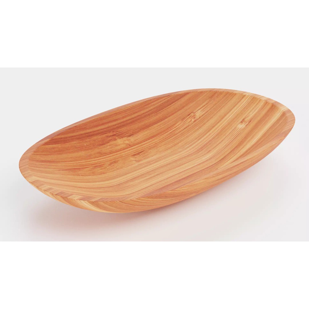 Bamboo Tableware 3D Model – Low Poly Decorative Bowls and Trays, Blender - View 9