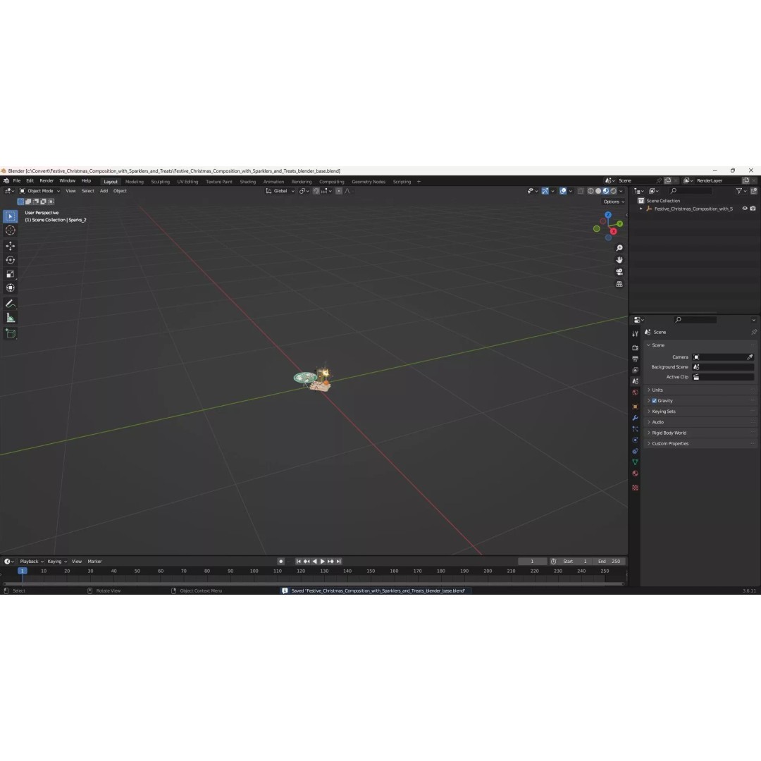 Festive Christmas Composition 3D Model – Holiday Decor with Sparklers, FBX - View 17