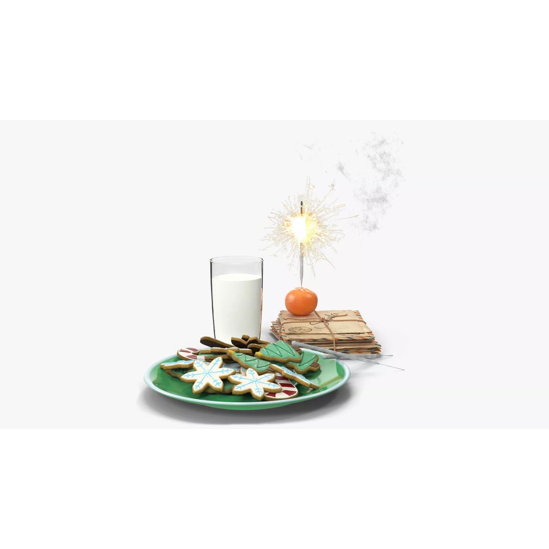 Festive Christmas Composition 3D Model – Holiday Decor with Sparklers, FBX - View 2