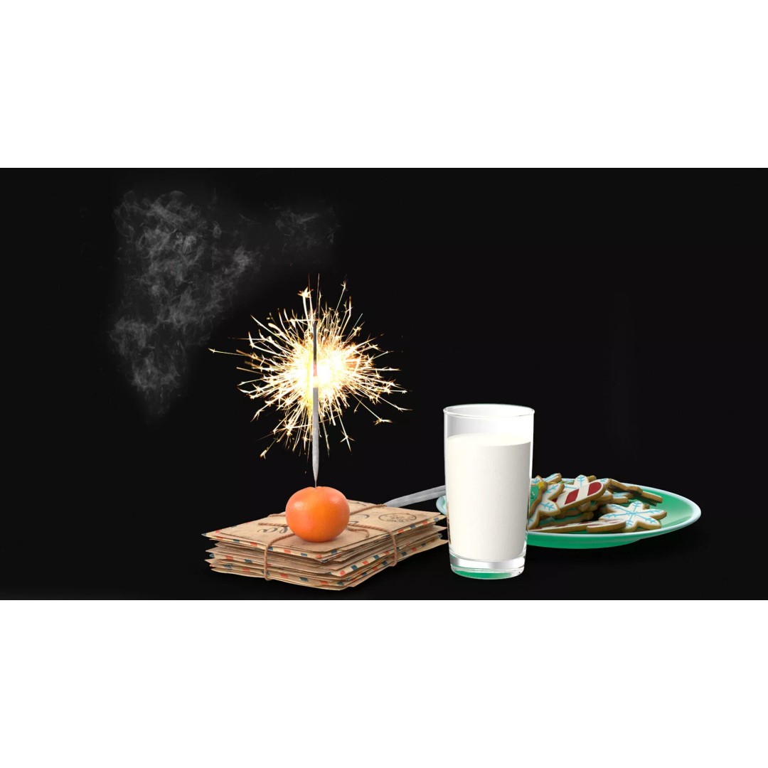 Festive Christmas Composition 3D Model – Holiday Decor with Sparklers, FBX - View 5