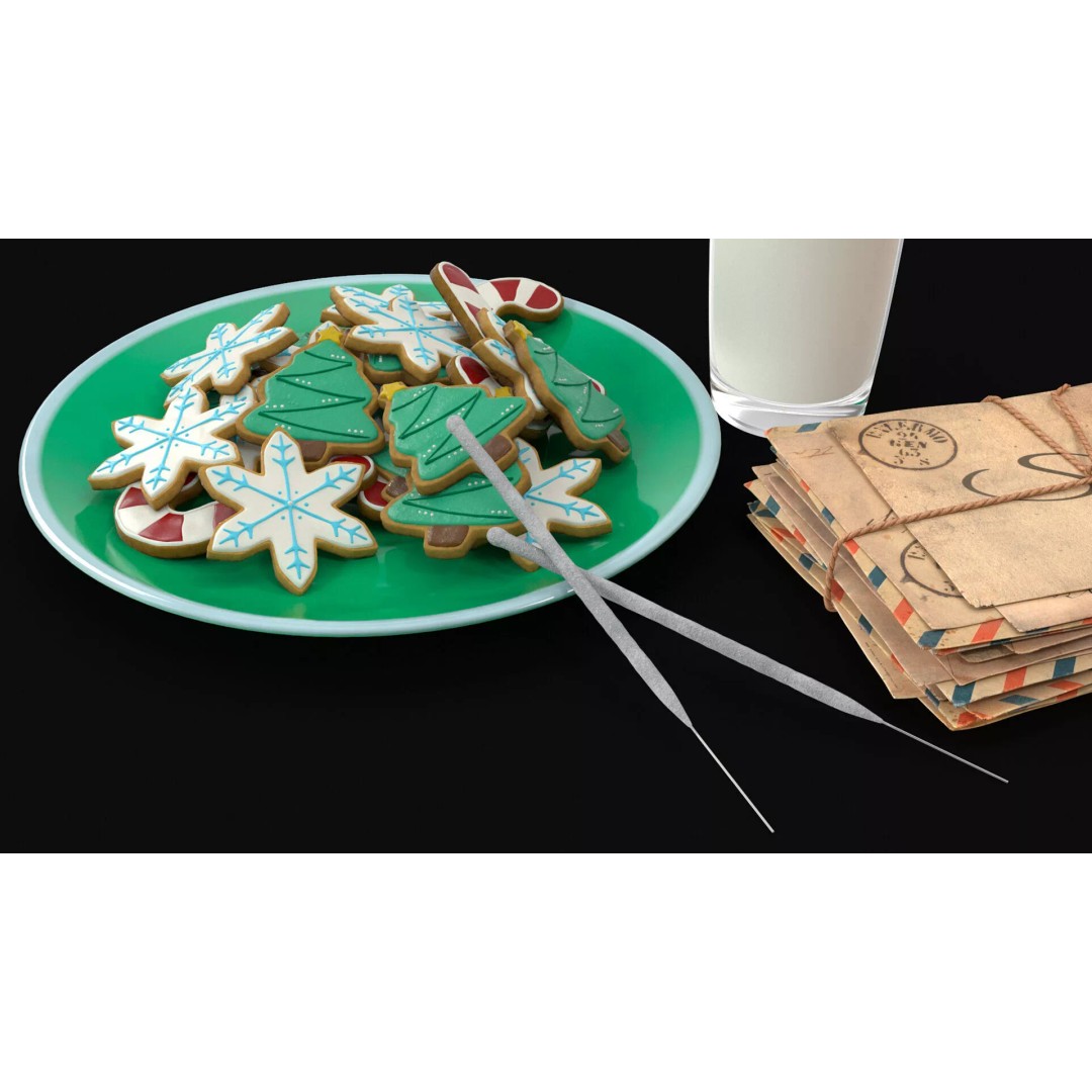 Festive Christmas Composition 3D Model – Holiday Decor with Sparklers, FBX - View 7