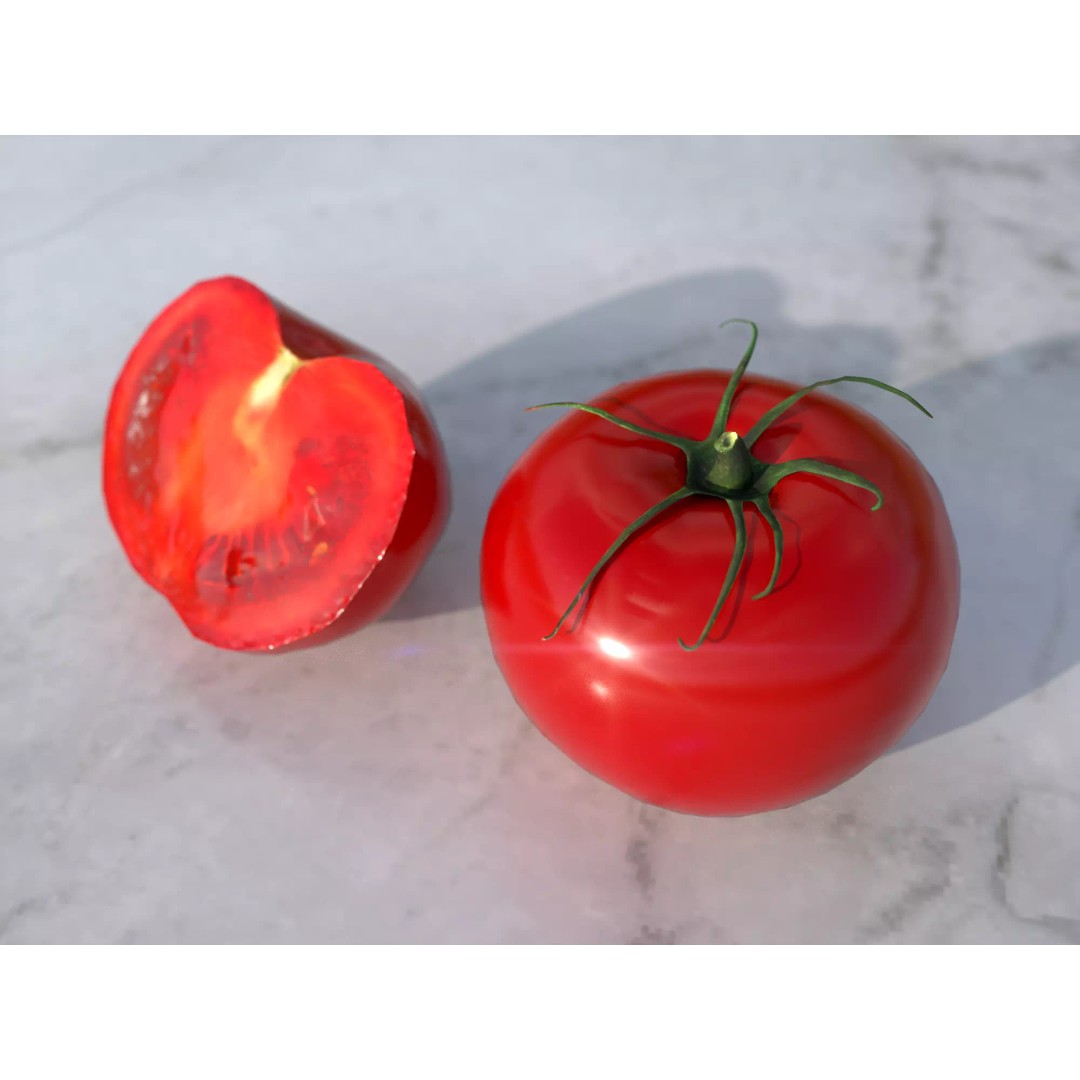 Tomato 3D Model – Low Poly Vegetable Asset, PBR Textures, FBX - View 2