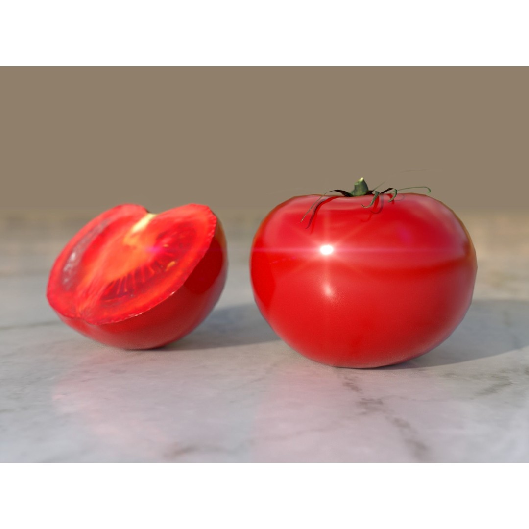 Tomato 3D Model – Low Poly Vegetable Asset, PBR Textures, FBX - View 3