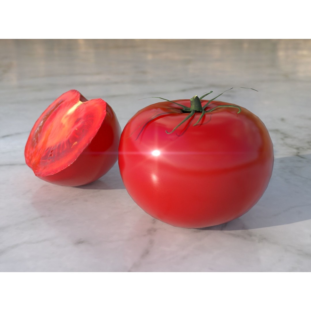 Tomato 3D Model – Low Poly Vegetable Asset, PBR Textures, FBX - View 4