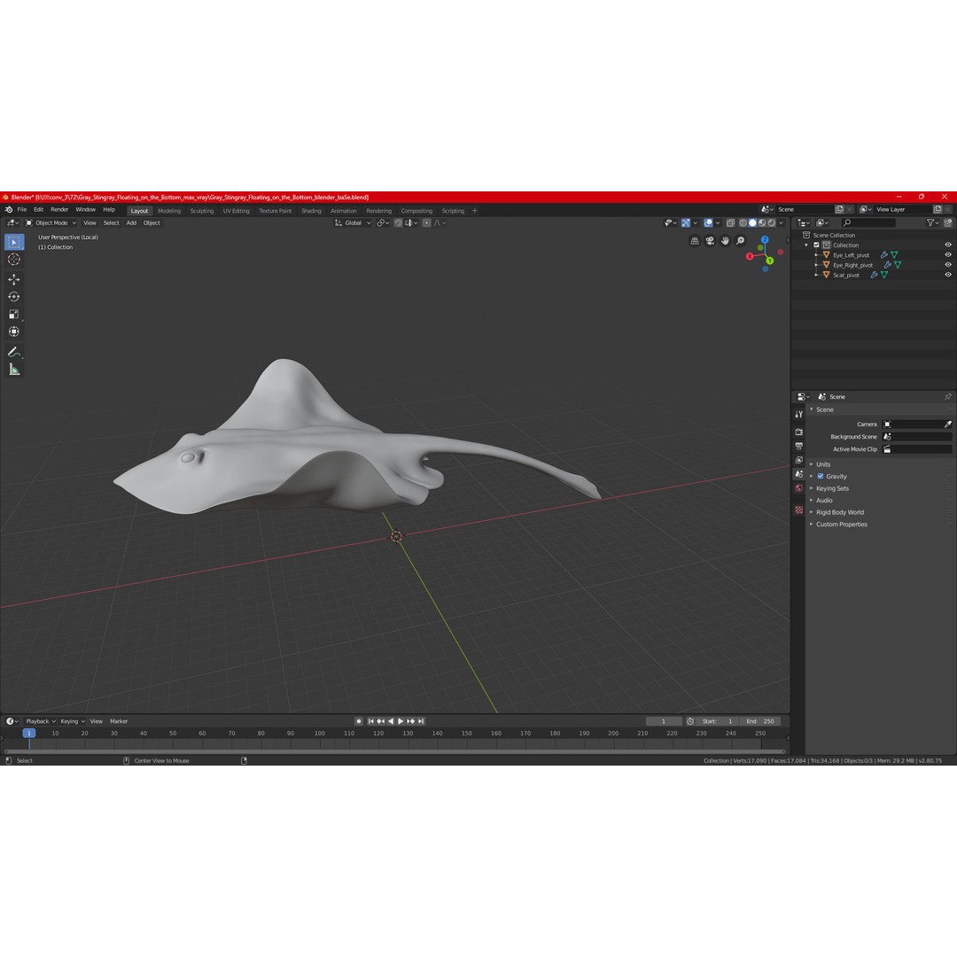 White Stingray 3D Model – Realistic PBR Asset for Marine Projects - View 22