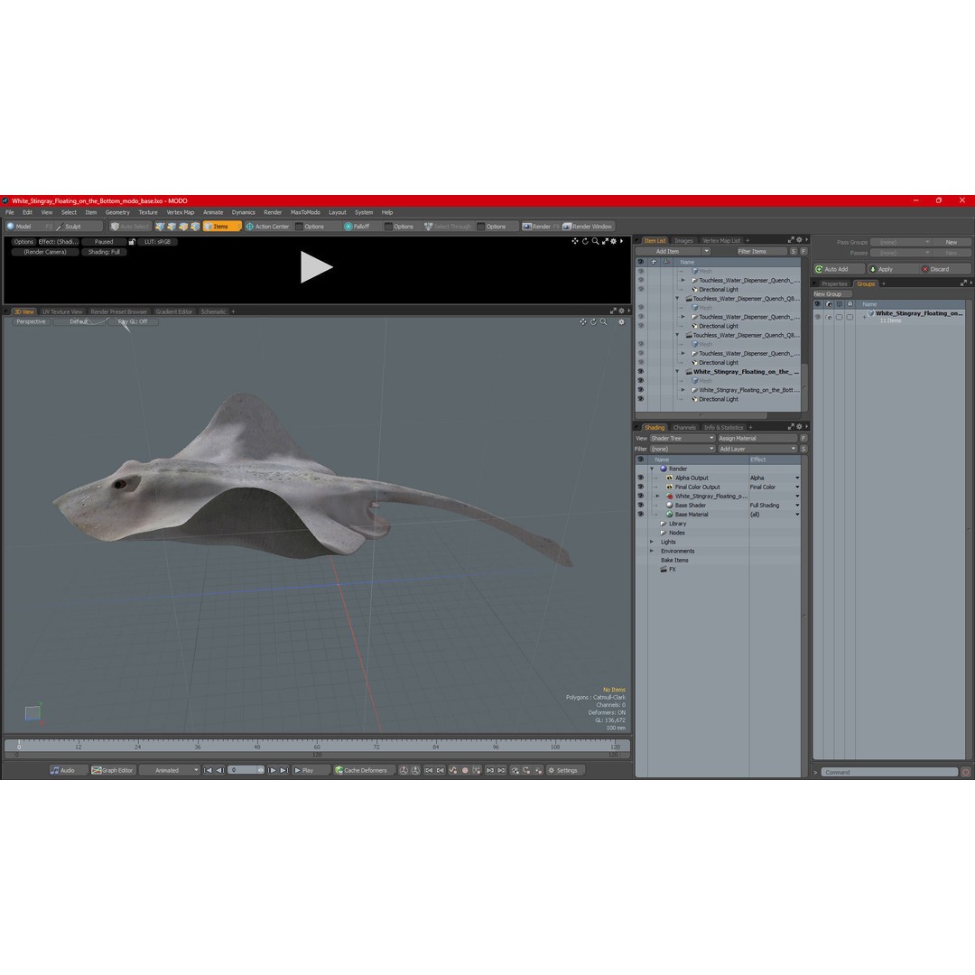 White Stingray 3D Model – Realistic PBR Asset for Marine Projects - View 23