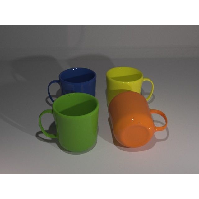 Colorful Mug 3D Model – Low Poly Kitchenware, FBX, OBJ - View 3